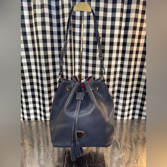Dooney & Bourke Handbags - Dooney & Bourke Kendall Saffiano Leather Drawstring Bucket Bag NWOT